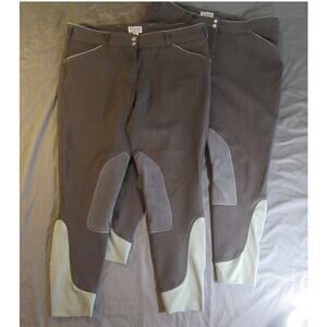 Dover Saddlery Sz 36 Lot Of 2 Riding Breeches Suede Knee Patch Dark Gray